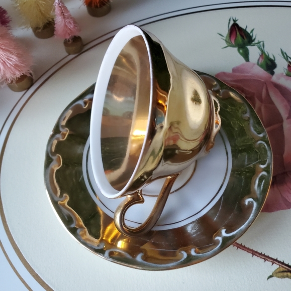 Kitchen Stw Bavaria Germany 24k Gold Tea Cup Saucer Set Heavy Gold